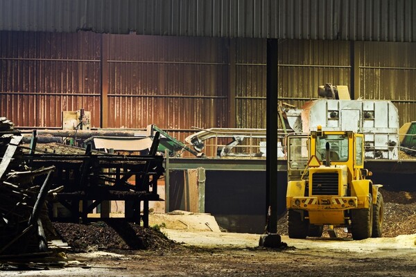 big sawmill at night