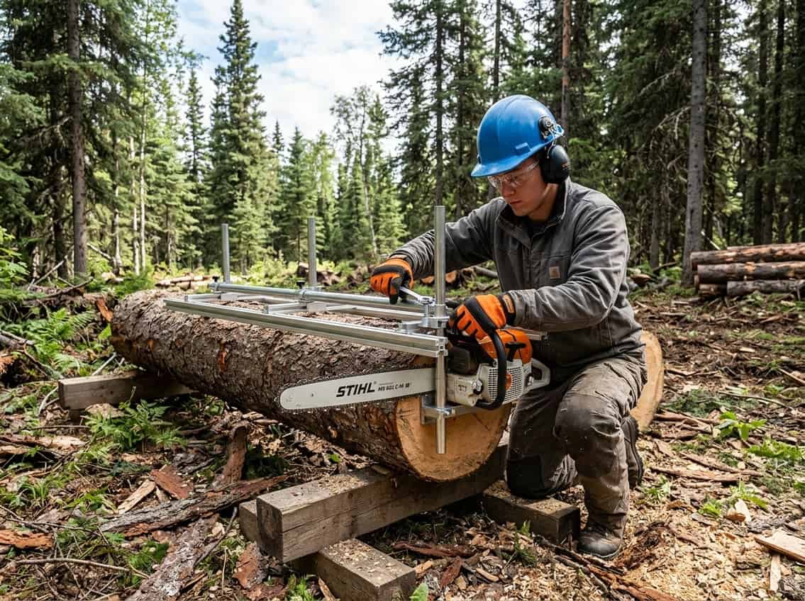 setting up an Alaskan chainsaw mill step by step